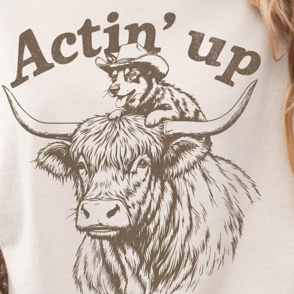 Actin' up Cattle Dog T-Shirt, Blue Heeler Cowboy Shirt - Picture 2 of 3